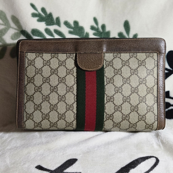 💯 Authentic Vintage Gucci Supreme Web Sherry Line Clutch - Picture 2 of 12
